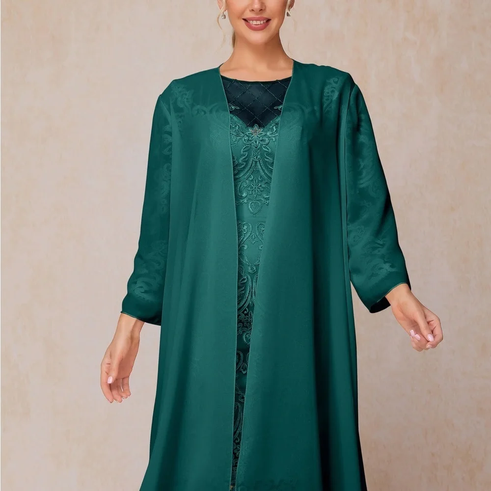 Mother Of The Bride Knee Length Chiffon Lace Formal Dress Teal Green SZ 12 NWOT - Picture 12 of 14